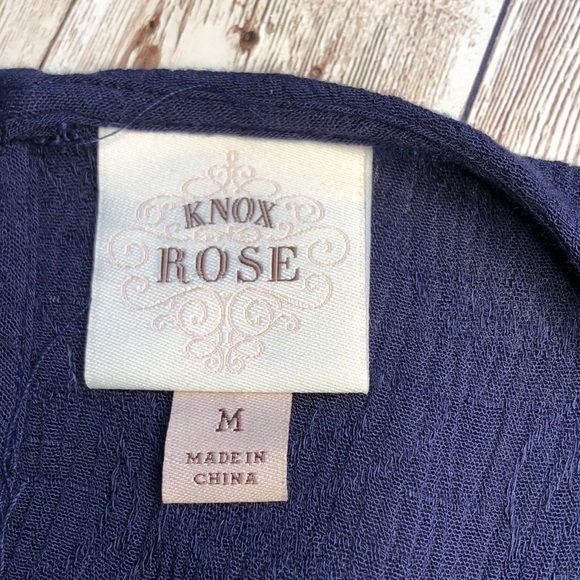 Knox Rose, navy, 3/4 sleeve crinkle fabric with embroidered yoke -size M - Picture 8 of 11